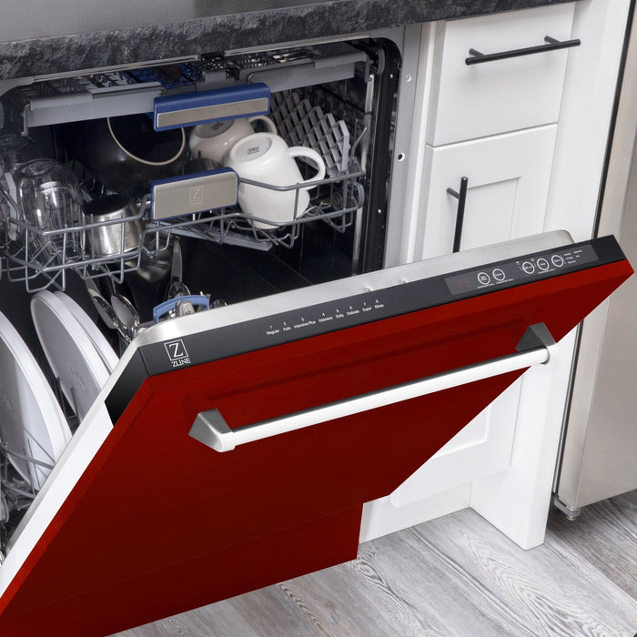 24" Dishwasher with Red Gloss panel, Stainless Tub, DWV-RG-24