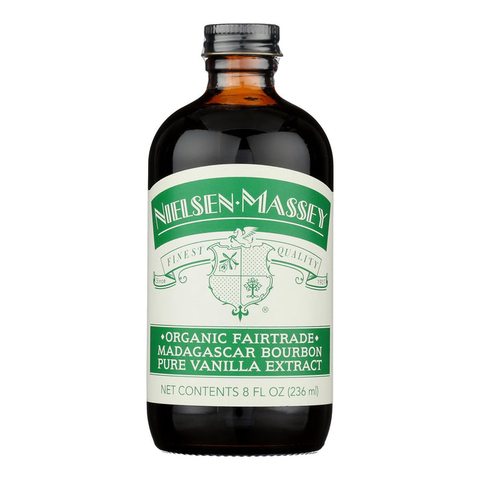 Nielsen-Massey Organic Fairtrade Madagascar Bourbon Pure Vanilla Extract - 8 fl oz Bottle (Case of 8) - Gluten-Free, Kosher Baking Flavoring