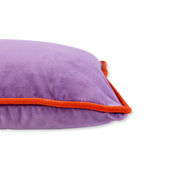 Charliss Velvet Lumbar Pillow - Lilac + Orange