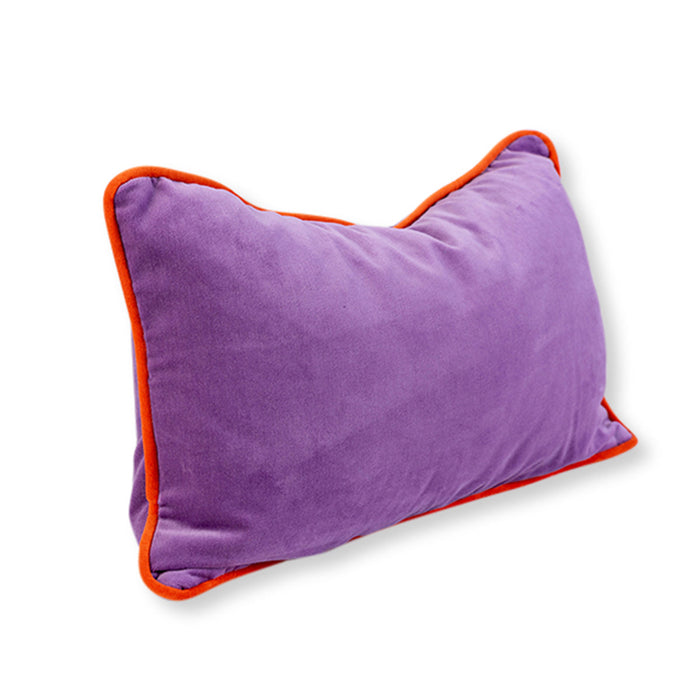 Charliss Velvet Lumbar Pillow - Lilac + Orange