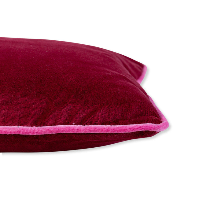 Charliss Velvet Lumbar Pillow - Wine + Hot Pink
