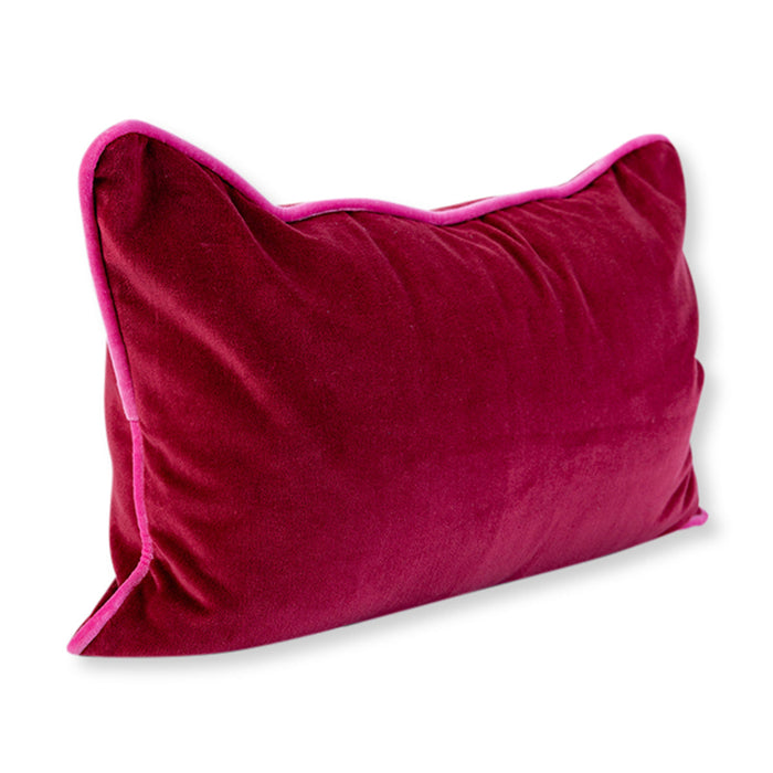 Charliss Velvet Lumbar Pillow - Wine + Hot Pink