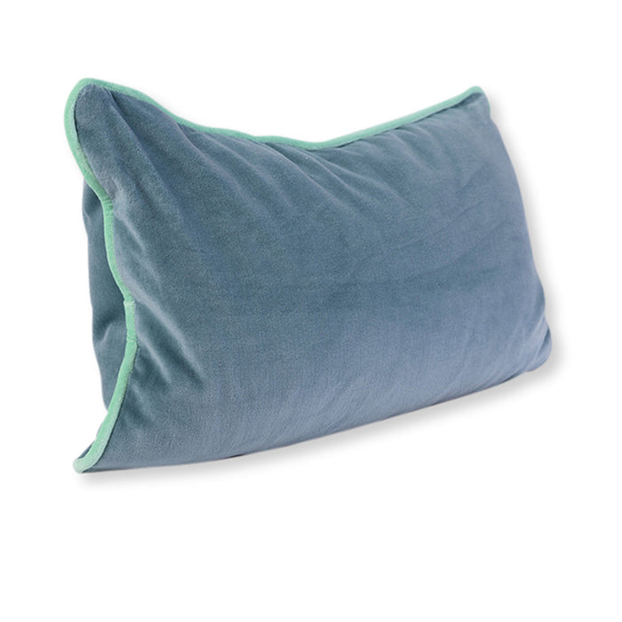 Charliss Velvet Lumbar Pillow - Aqua + Mint