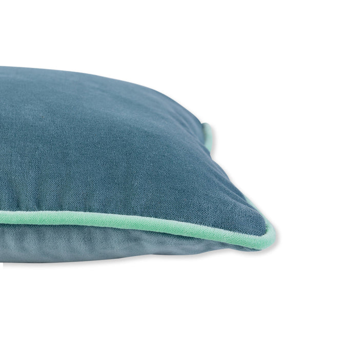 Charliss Velvet Lumbar Pillow - Aqua + Mint