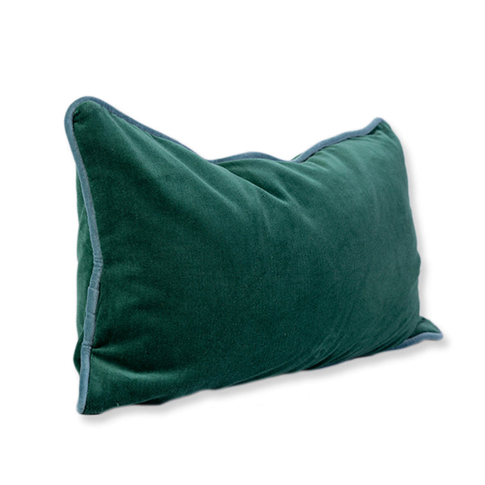 Charliss Velvet Lumbar Pillow - Green + Aqua