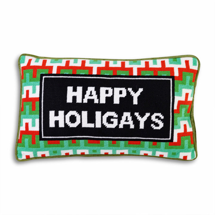 Happy Holigays Needlepoint Pillow - Thumbnail 5
