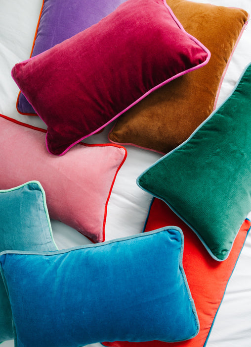 Charliss Velvet Lumbar Pillow - Cherry + Peacock