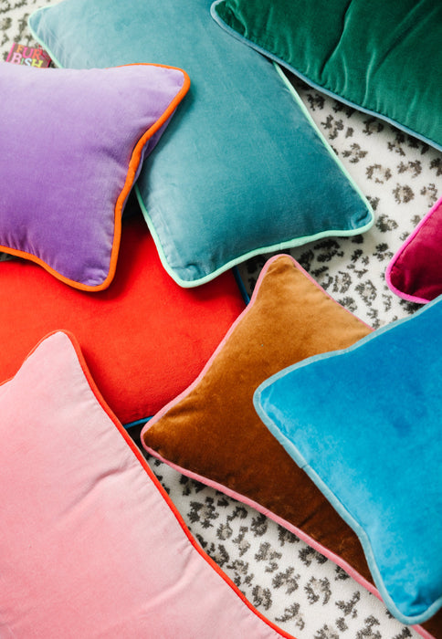 Charliss Velvet Lumbar Pillow - Lilac + Orange
