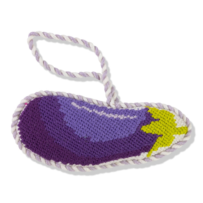 Needlepoint Icon Ornament - Eggplant Emoji