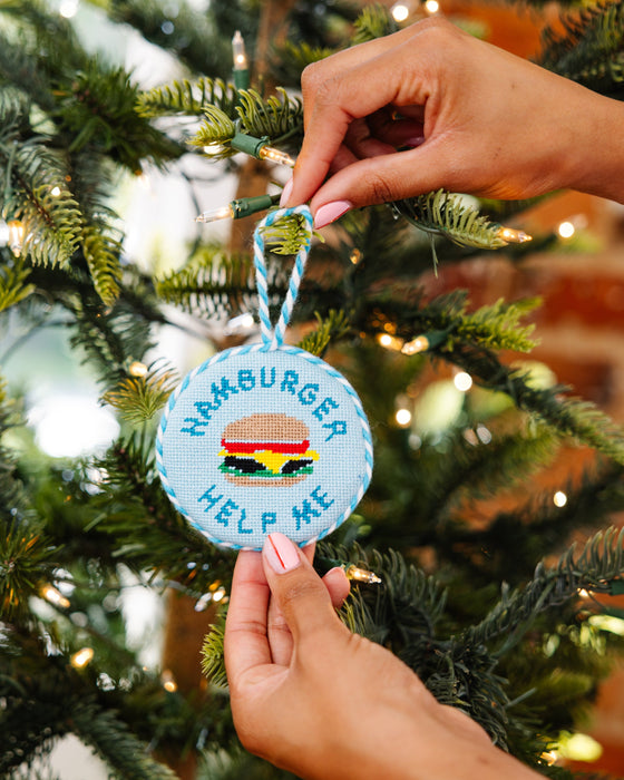 Needlepoint Ornament - Hamburger Help Me