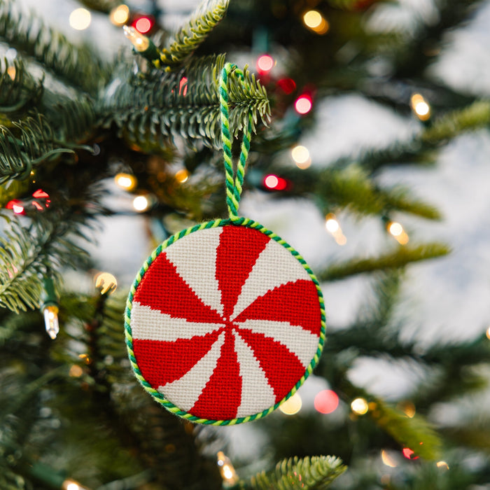 Needlepoint Icon Ornament - Peppermint