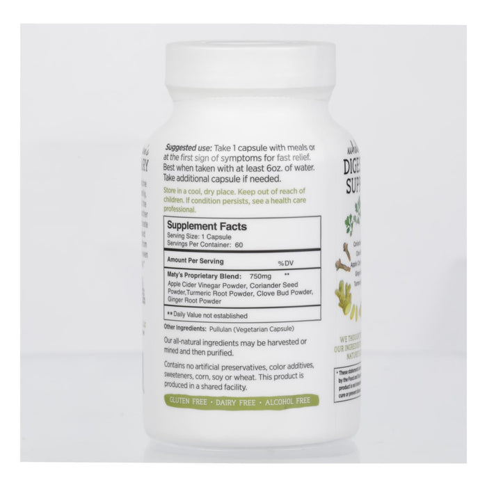 Maty's Acid Indigestion Capsules - Gluten-Free, Whole Food Digestive Support, 60 VCaps