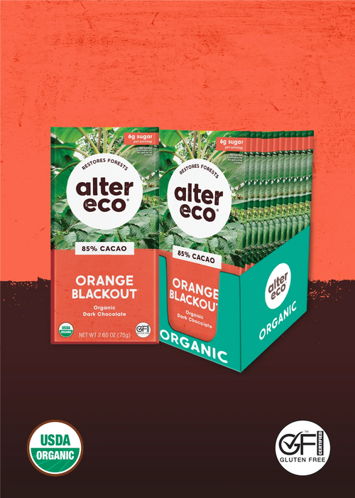 Alter Eco Organic Orange Blackout Dark Chocolate, 2.65 oz (Case of 12) - Gluten-Free Swiss Treats