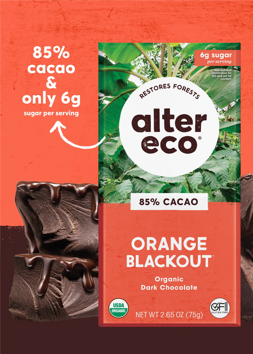 Alter Eco Organic Orange Blackout Dark Chocolate, 2.65 oz (Case of 12) - Gluten-Free Swiss Treats