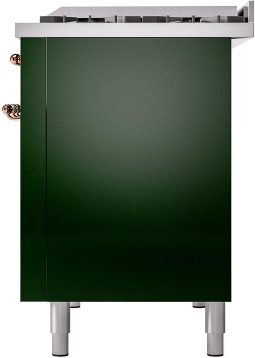 ILVE Nostalgie II 48" Dual Fuel Natural Gas Range, Emerald Green, Copper Trim UP48FNMPEGP