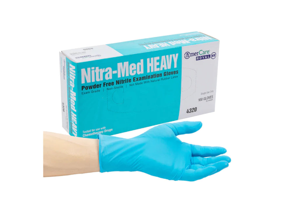 Glove, Nitra-Med, Heavy Exam Grade, Nitrile Powder-Free (Blue), 10/100, 1000 Pcs