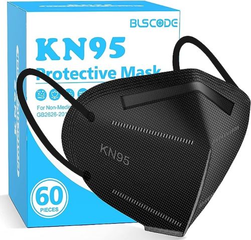 KN95 Black Face Mask - 5-Layer Disposable Respirator - Physician Supplies - 60 Count