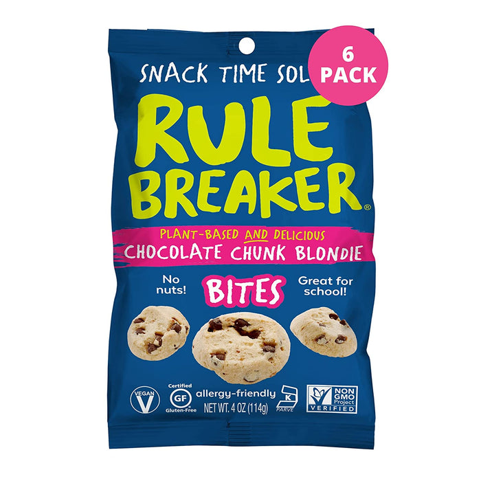 Rule Breaker Snacks - Bites Chocolate Chunk Blondie (Pack of 6-4 Oz)