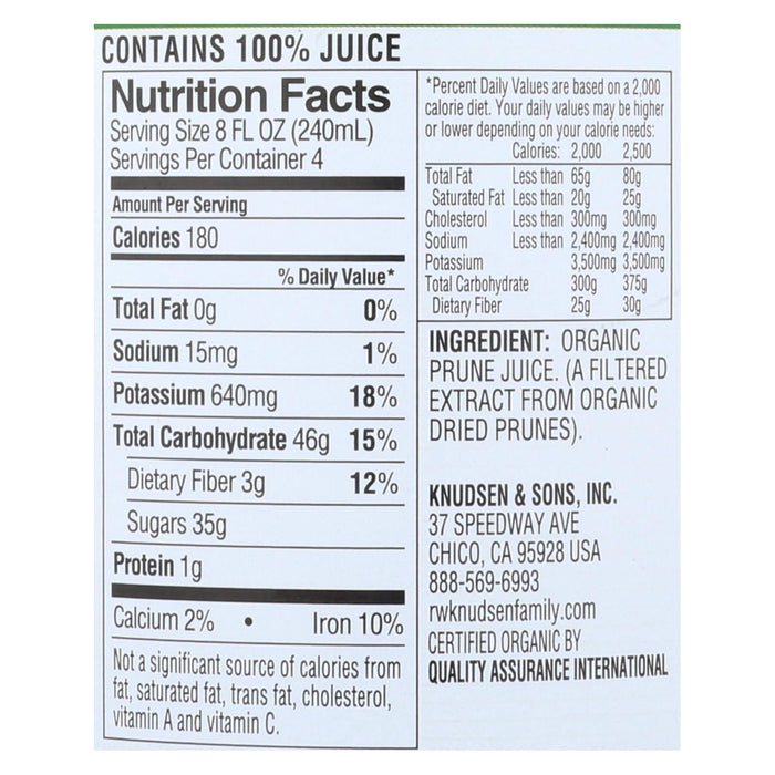 R.W. Knudsen Organic Prune Juice - 32 fl oz - Pack of 6