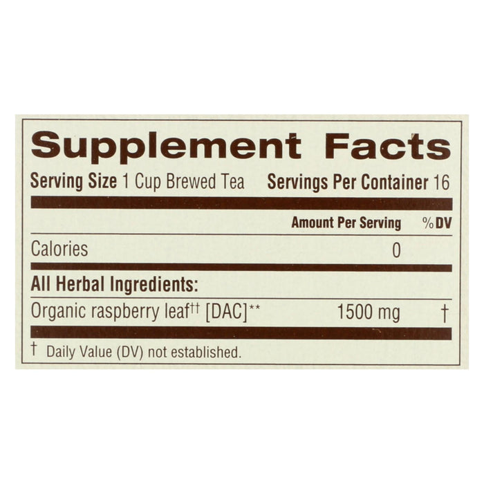 Traditional Medicinals Organic Raspberry Leaf Tea - Caffeine Free - 16 Bags