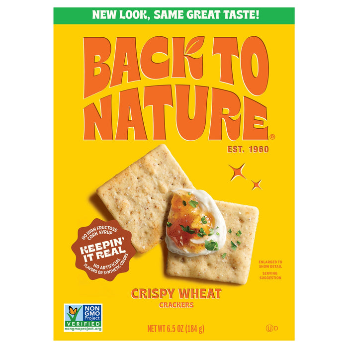 Back to Nature Crispy Wheat Crackers, 6.5 Oz, Pack of 6 - Wholesome Baked Snack Crackers