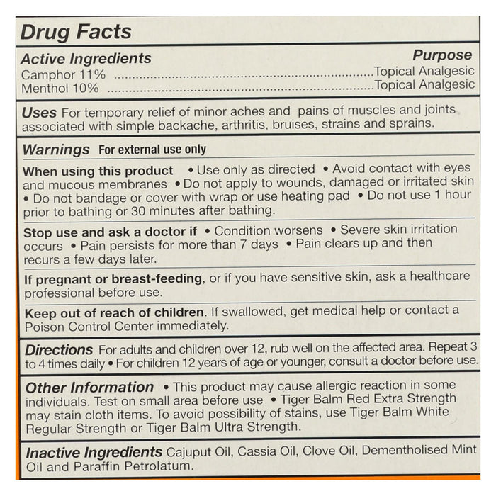 Tiger Balm Extra Strength Pain Relieving Ointment - .63 Oz - Topical Analgesic for Muscle & Joint Pain