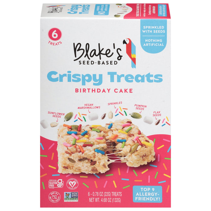 Blake's Seed Based Crispy Treat Birthday Cake, Pack of 6 (6 x 0.78 Oz) - Gluten-Free, Allergy-Friendly Snack