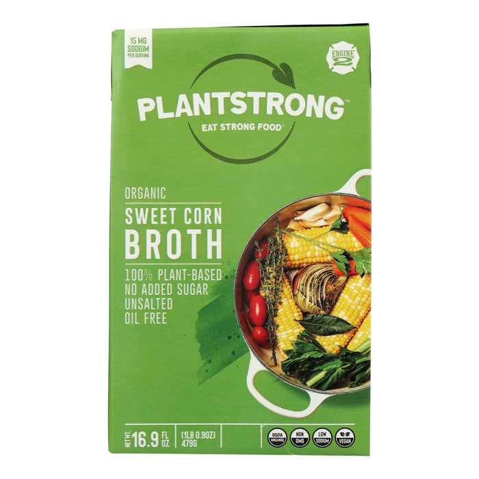Plantstrong Organic Sweet Corn Broth (6-Pack, 16.9 fl oz) - Gluten-Free Plant-Based Soup