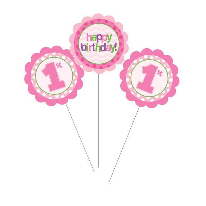 Bulk 1st Birthday Girl Centerpiece Sticks (18 per Case)