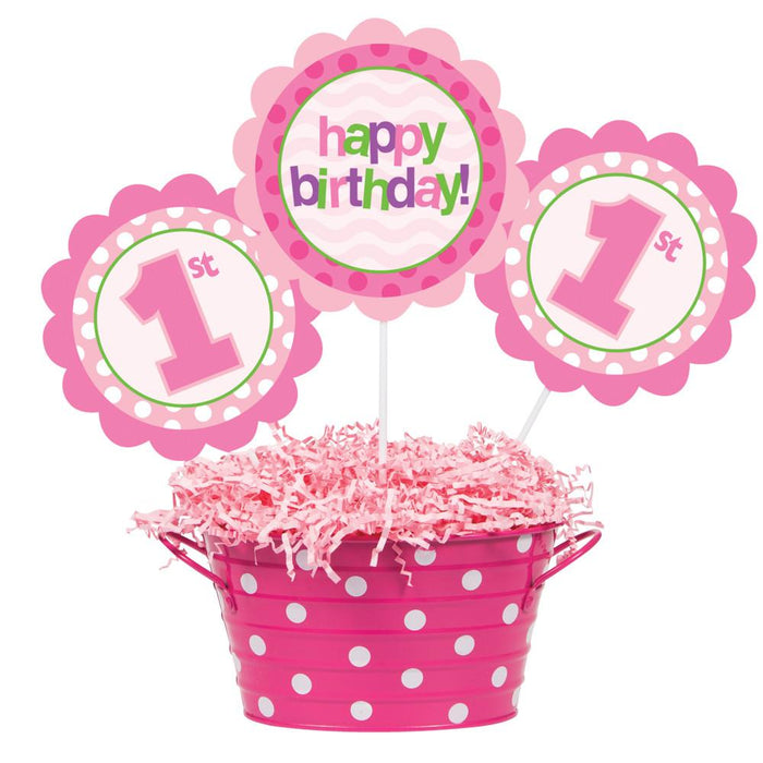 Bulk 1st Birthday Girl Centerpiece Sticks (18 per Case)