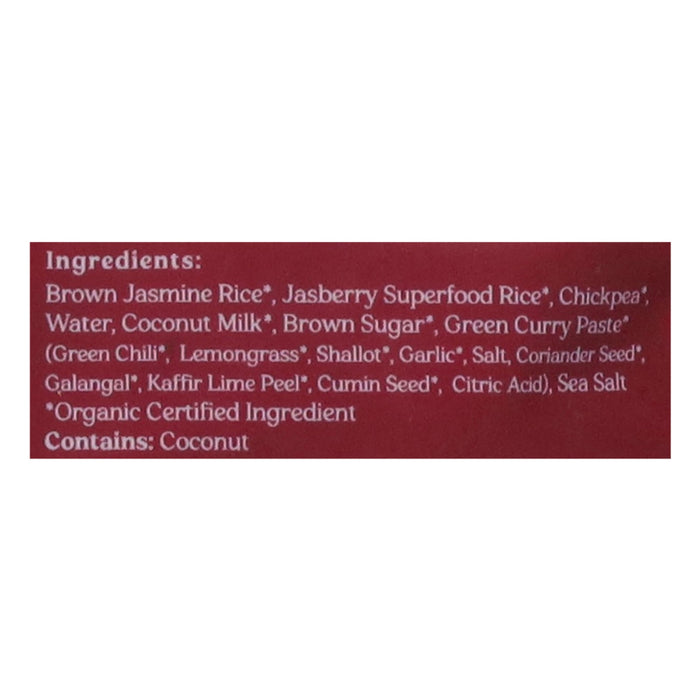 Jasberry Organic Green Curry Sprouted Rice - 6 x 7.05 oz Pouches