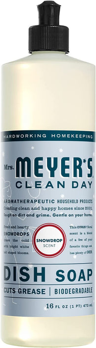 Mrs. Meyer's Clean Day Liquid Dish Soap, Snow Drop Fragrance, Pack of 6 - 16 Fl Oz Bottles Per Pack