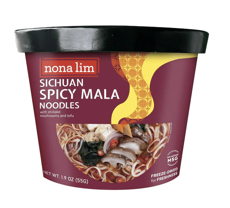 Nona Lim - Sichuan Spicy Instant Noodle Bowl, 1.9 oz (Case of 6) - Authentic Asian Noodles