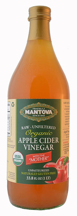 Mantova Organic Apple Cider Vinegar - 33.8 Fl. Oz. Pack of 6