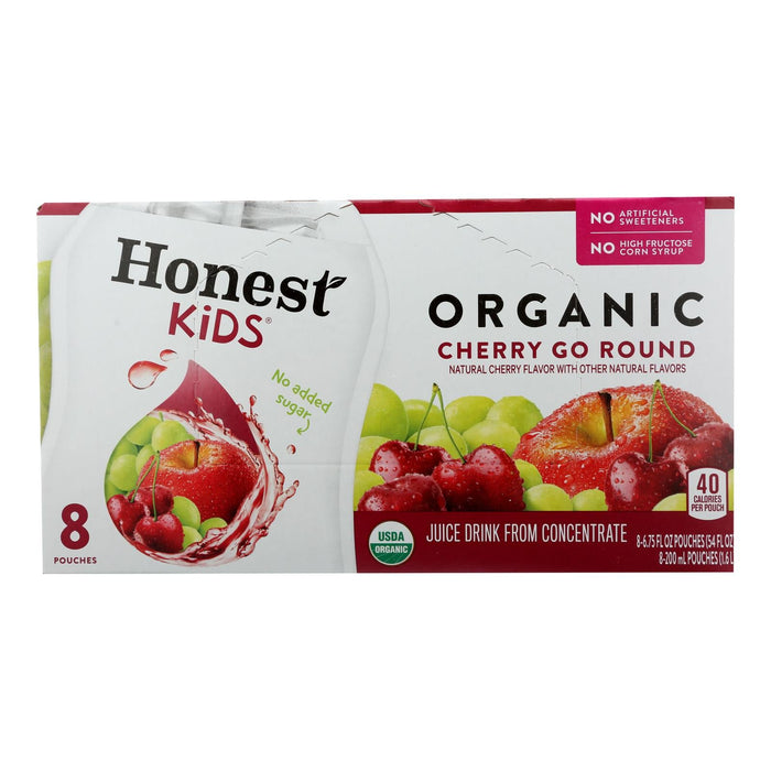 Honest Kids Organic Juice Drink, Cherry Go Round, Case of 4 Boxes, 32 Pouches, 6.75 Fl Oz Each