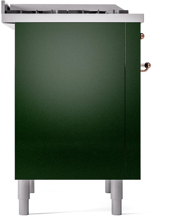ILVE Nostalgie II 36" Dual Fuel Liquid Propane Range, Emerald Green, Copper Trim UP36FNMPEGPLP