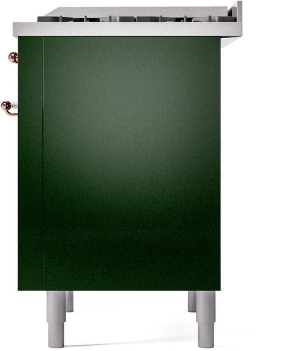 ILVE Nostalgie II 36" Dual Fuel Natural Gas Range, Emerald Green, Copper Trim UP36FNMPEGP