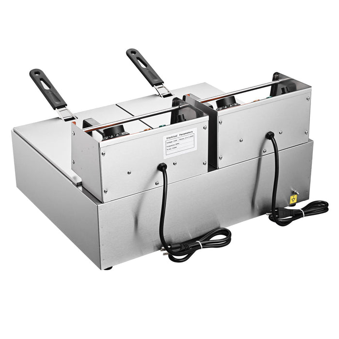 Yescom Electric Deep Fryer 24 L Comml. Countertop Dual-Tank