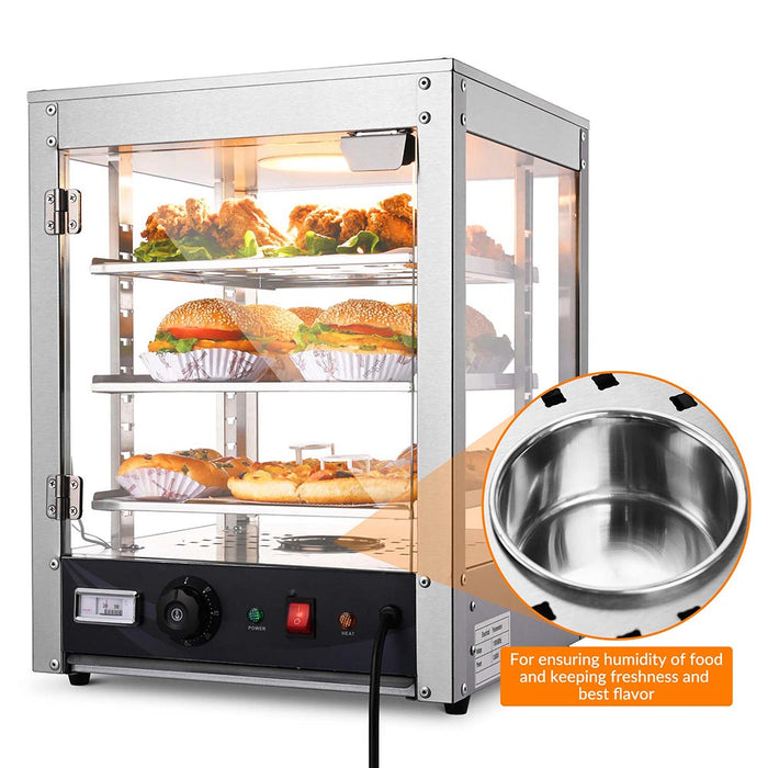 Yescom Pizza Food Warmer Commercial Countertop Display Case 3-Tier 15x15x20