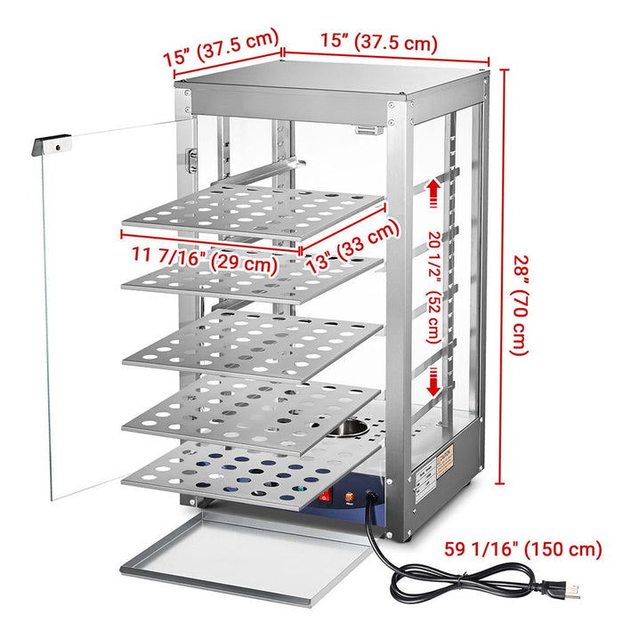 Yescom Pizza Food Warmer Commercial Countertop Display Case 5-Tier 15x15x28