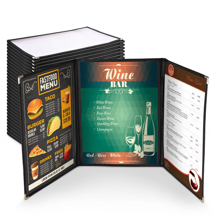 Yescom 30x Menu Covers Cafe Restaurant Triple 8.5x11