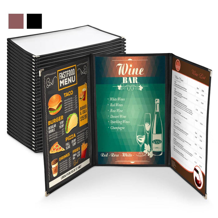 Yescom 30x Menu Covers Cafe Restaurant Triple 8.5x14