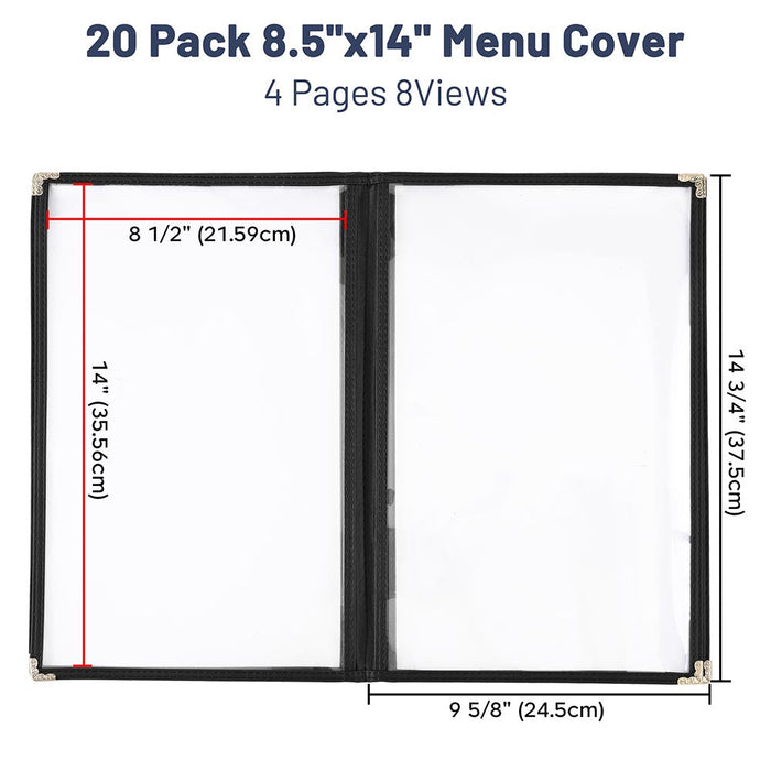 Yescom 20x Menu Covers Cafe Restaurant 8 View 8.5x14