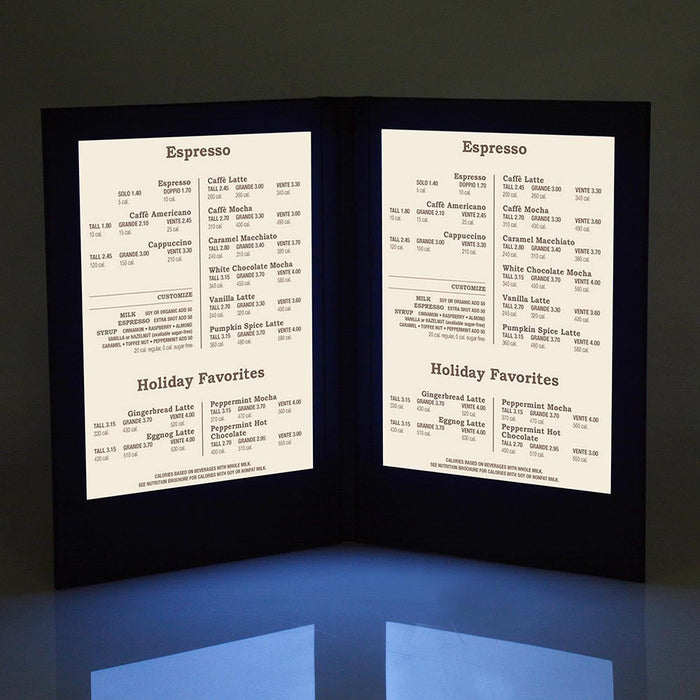Yescom Personalized Menu Covers LED Menu Cover Dual Page 8.5x14in Set(5)