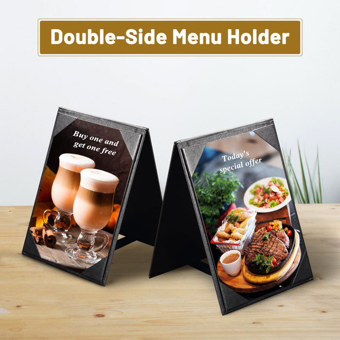 Yescom Table Tents Double Sided Cards Holder PU Leather