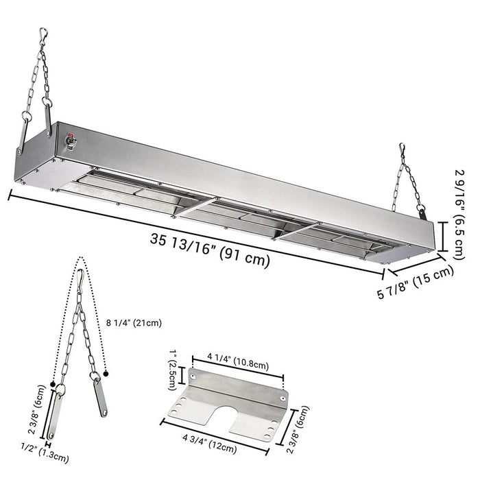 Yescom Food Warmer Overhead Heater 36 in. 1000W