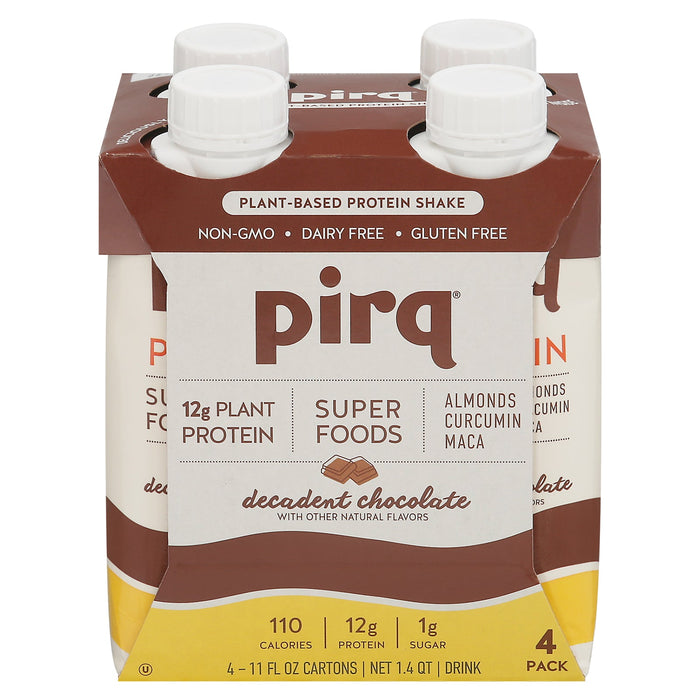 Pirq Chocolate Peanut Butter Protein Shake (Case of 3 x 4-Packs, 11 fl oz) Dairy-Free, Gluten-Free, Kosher, GMO-Free