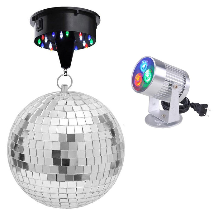 Yescom 12in Mirror Disco Ball DJ Light Set RGB