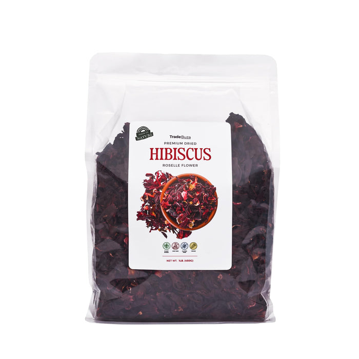 TradeBuza Dried Hibiscus Flowers (1 lb) – Food Grade for Tea, Agua de Jamaica & Zobo
