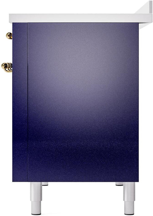ILVE Nostalgie II 48" Electric Range, Blue, Brass Trim UPI486NMPMBG